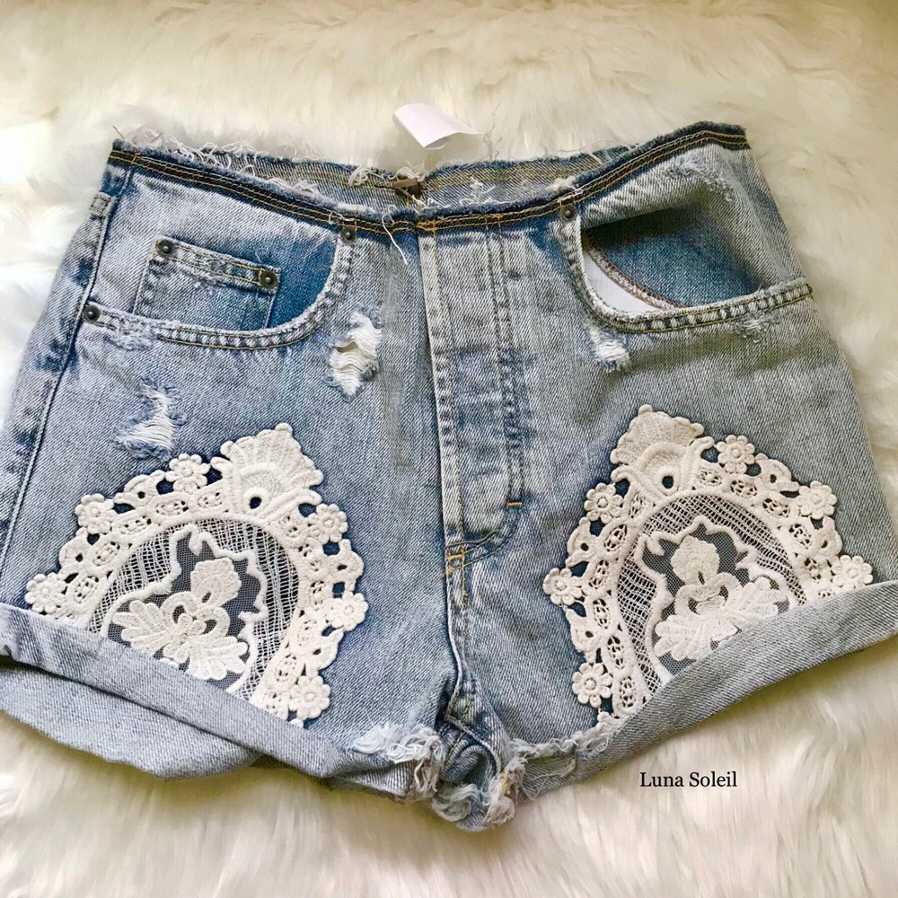 LF Zaire Crochet Denim Shorts